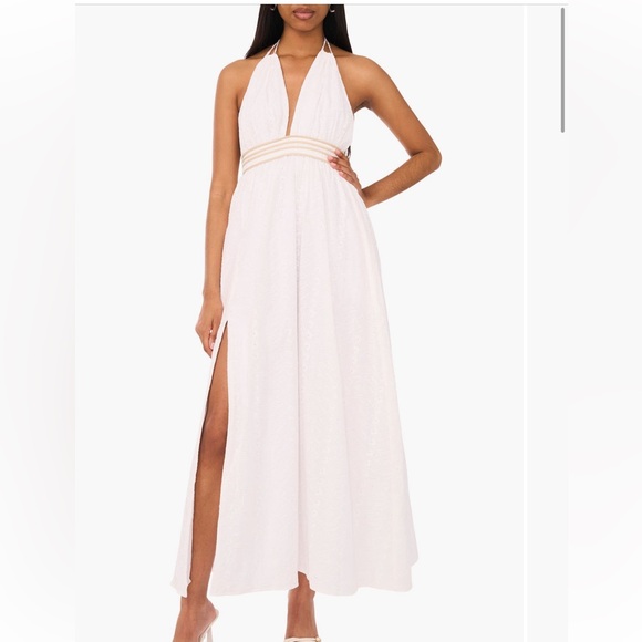 Parker White Dress with Cream Details - Picture 3 of 4